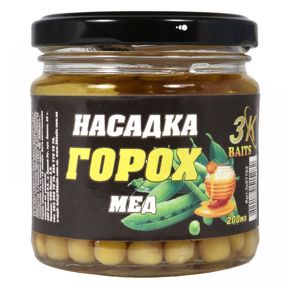 Насадка 3KBaits Горох Premium (мед) 200мл