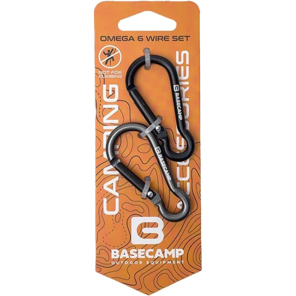 Набір алюмінієвих сервісних карабінів BASECAMP Omega 6 Straight Set (2 шт) BCP 61215, Black/Grey