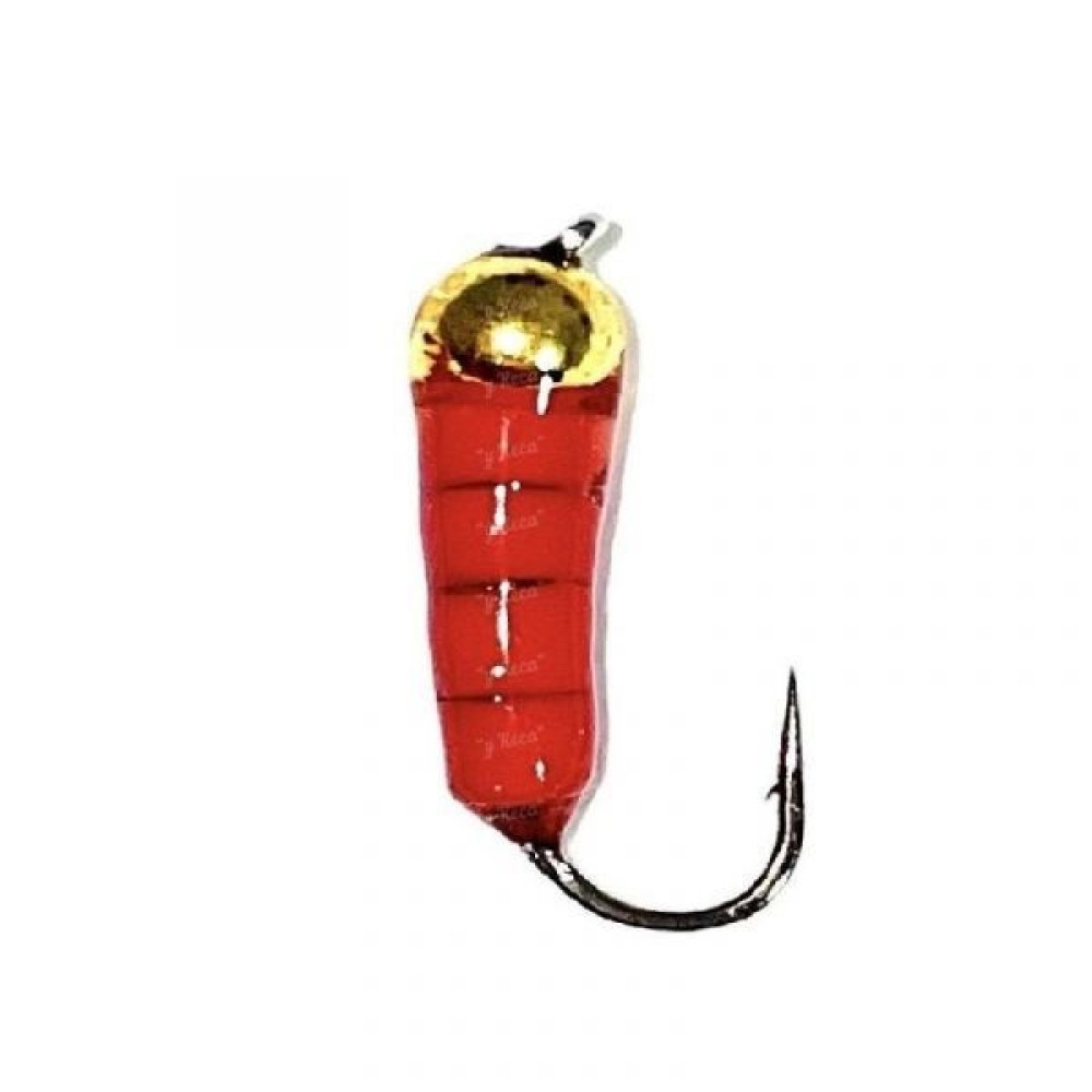 Мормишка Black Salamandra Личинка, головка Латунь Золото "Помідор" #14 0,35гр