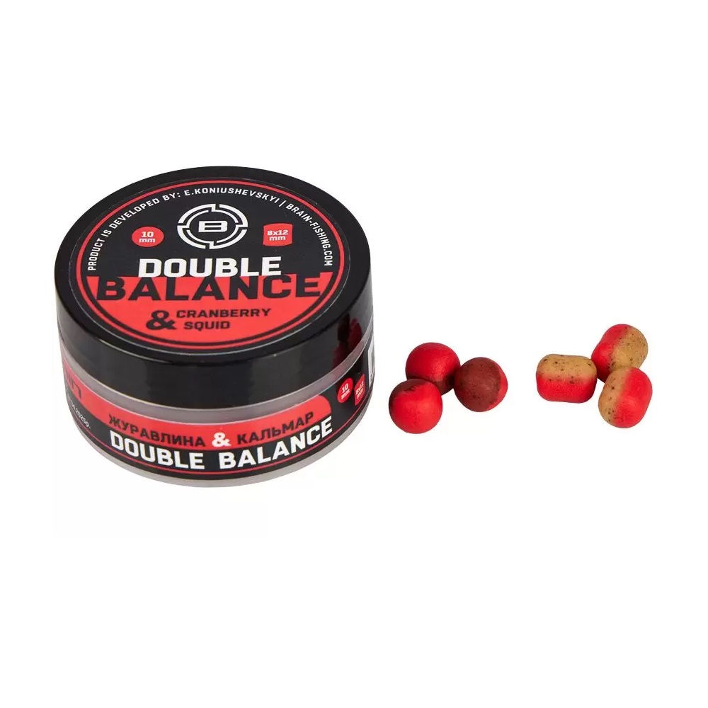 Бойли Brain Double Balance Cranberry & Squid (журавлина+кальмар) 12+10х14mm