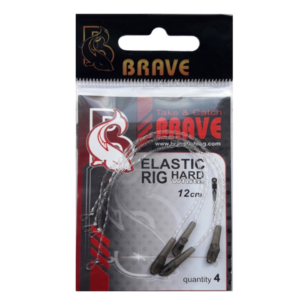 Фідергам-скрутка Brave Elastic Rig Hard White 8 см, BERHW8, 4шт в уп.