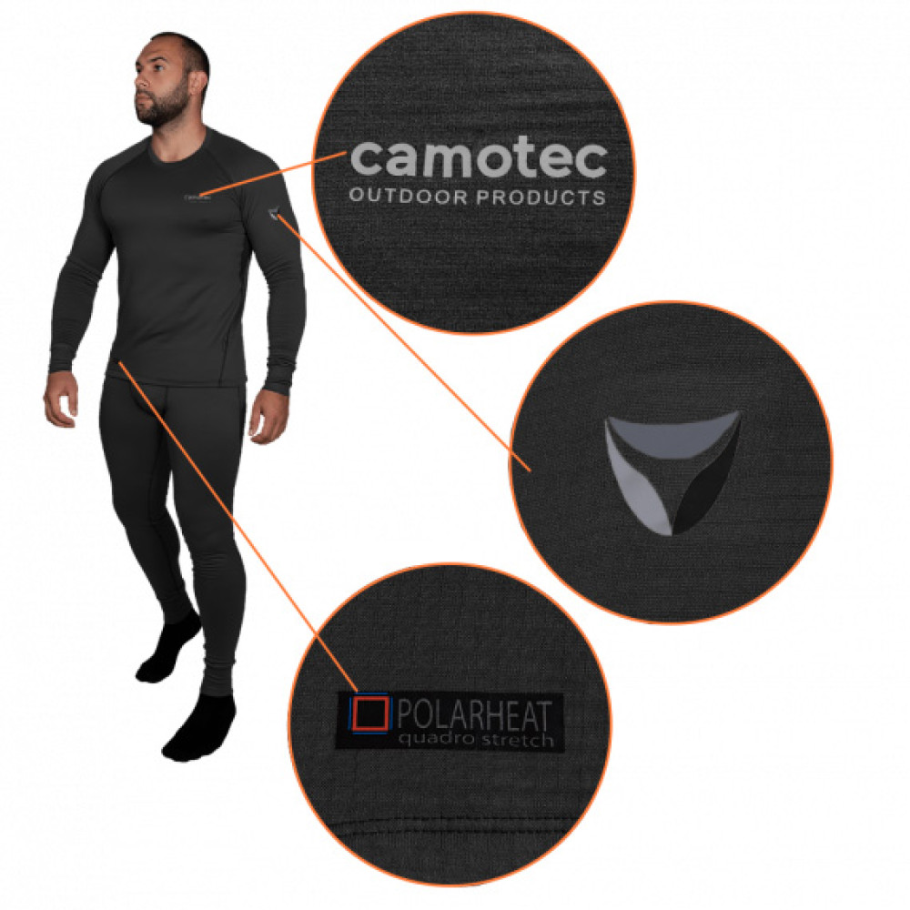 Термобілизна Camo-Tec Polarheat Quadro Stretch v3.0 Чорна, розмір XXL