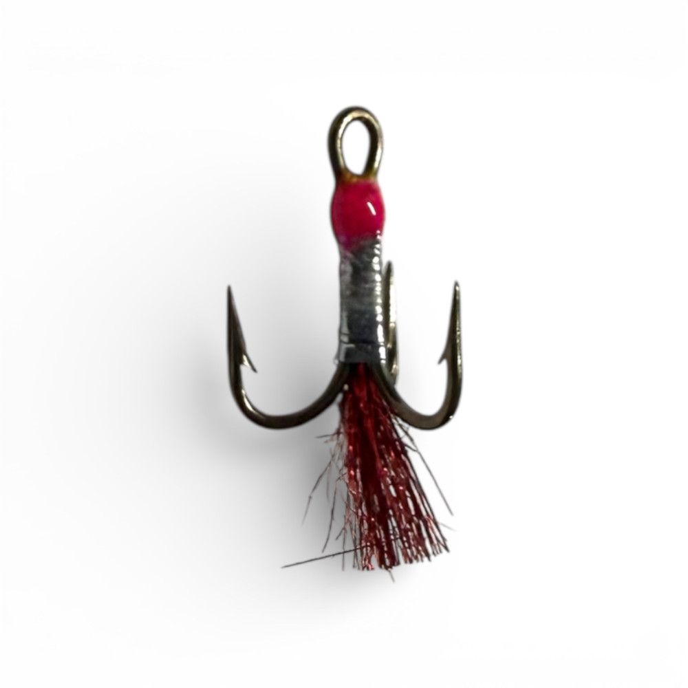 Трійник-підвіска Corsair сріблястий з червоною мушкою №14