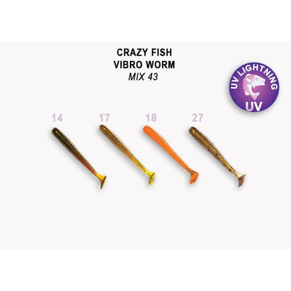 Силіконова приманка Crazy Fish Vibro worm 2" 3-50-M43-6 кальмар