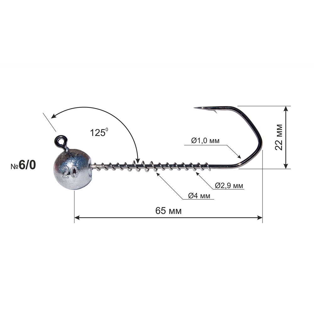 Джиг-головка "Дніпро-Свинець" з пружиною Barbarian #6/0 - 20 г (3шт)
