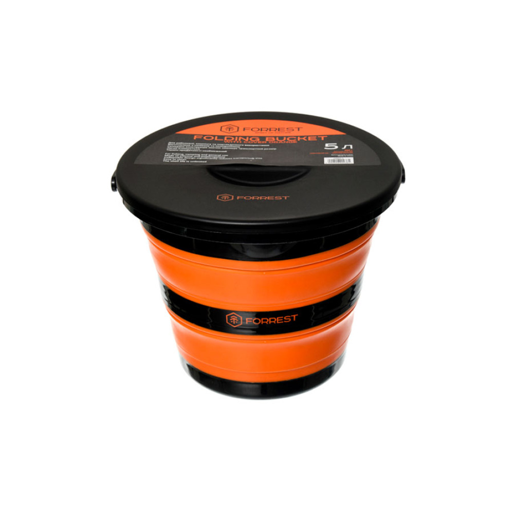 Відро Forrest силіконове з кришкою Folding Bucket with cover 5L Orange, FFB5O-C
