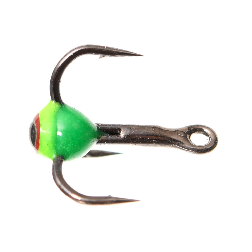 Трійник Flagman Black Nikel капля зелена/жовта з вічком №12