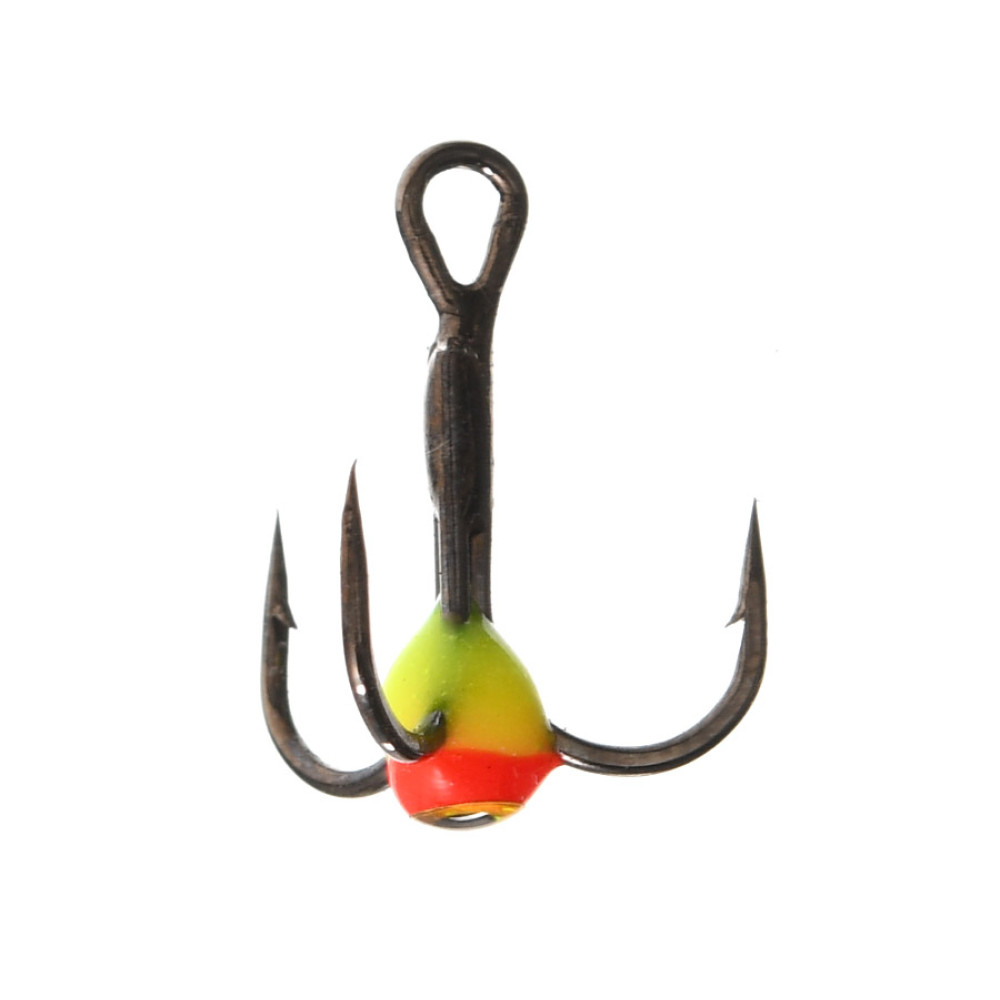 Трійник Flagman Black Nikel капля жовта/червона з вічком №16