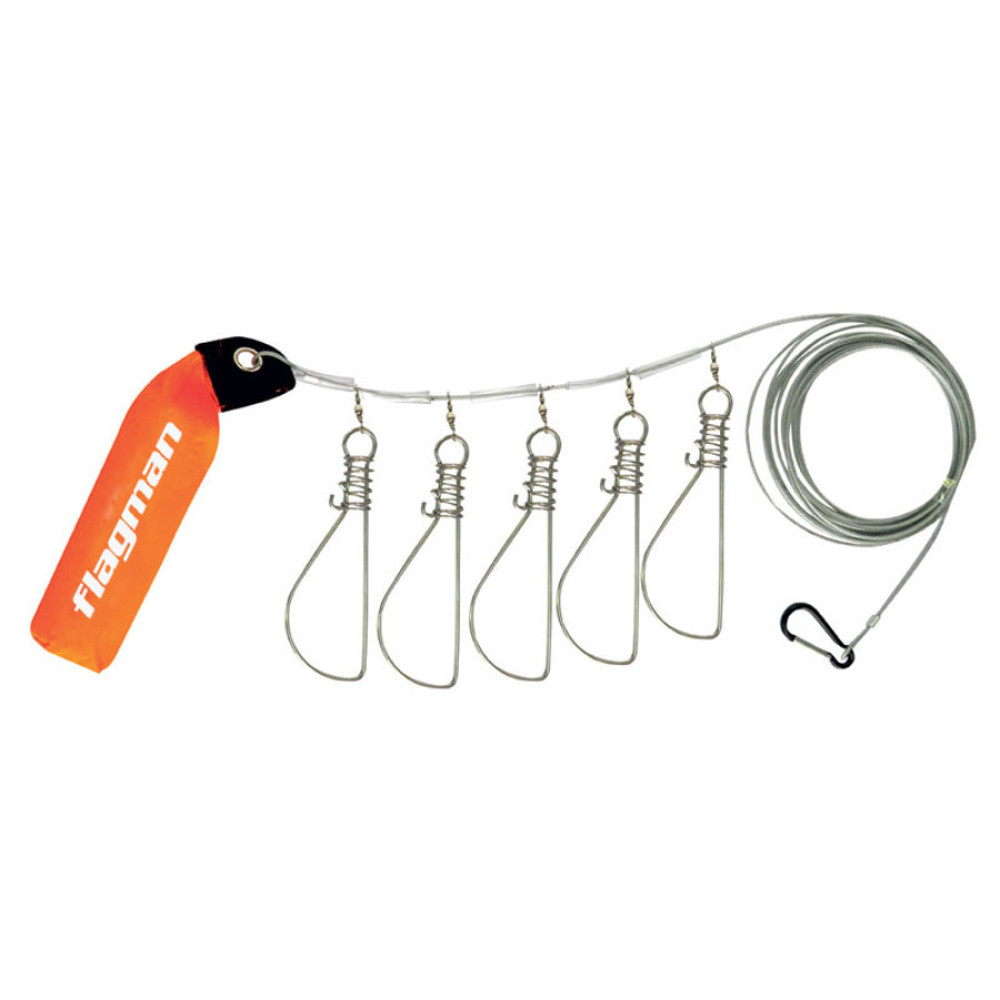 Кукан Flagman на 5 застібок з поплавком, трос 6м, NK5