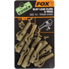 Безпечні кліпси зі стопорами Fox Edges Size 7 lead clip + pegs trans khaki 10pcs