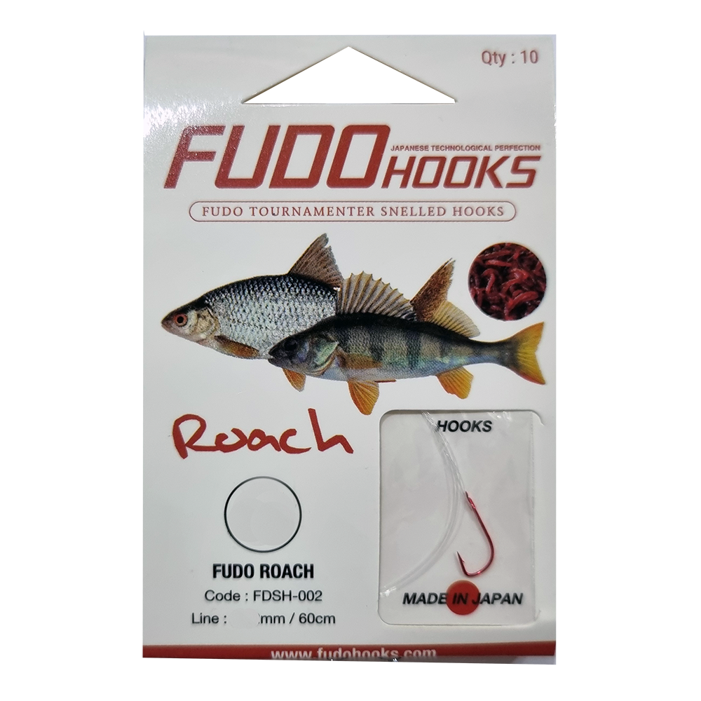 Гачки з повідцем FUDO Hooks Roach Red #10 0.12mm 60cm (10шт) 63627 FUDO