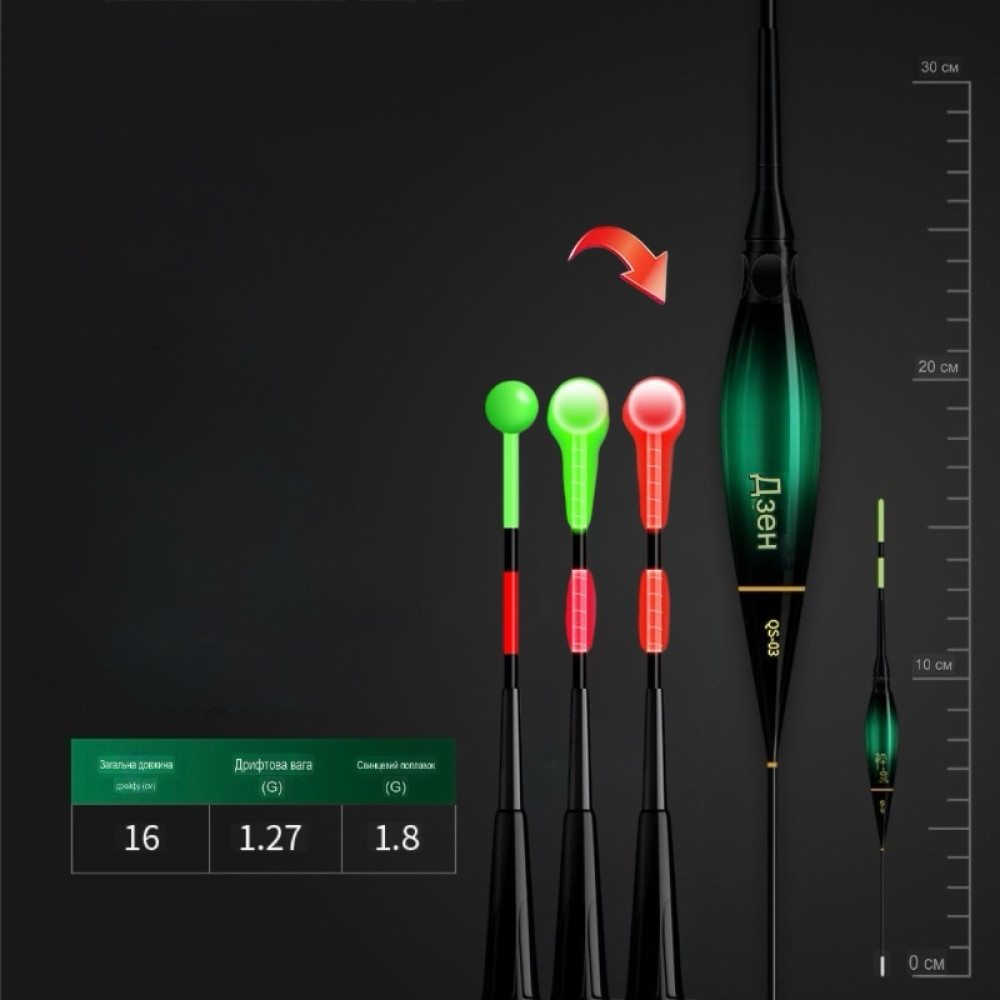 Поплавець розумний Herabuna Fishing для мілких водойм. Модель: QS-05 19см 2,5 грам