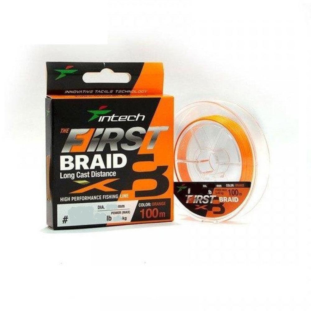 Шнур Intech First Braid X8 Orange 100m (1.2 (22lb/9.99kg))