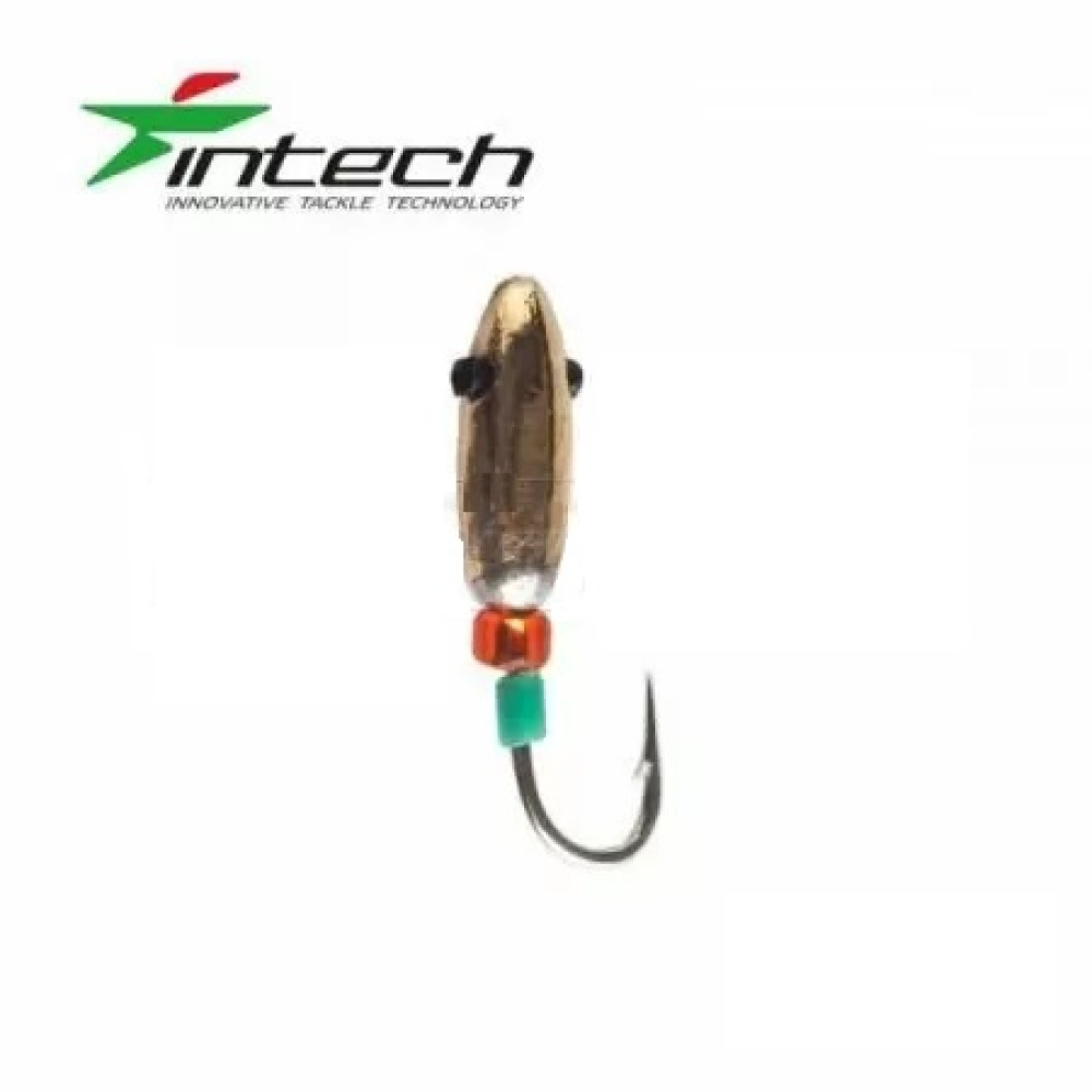 Мормишка Intech Ice Jig Вівсинка з отвором (кембрик+бісер)ø3,0 (#03 мідь)
