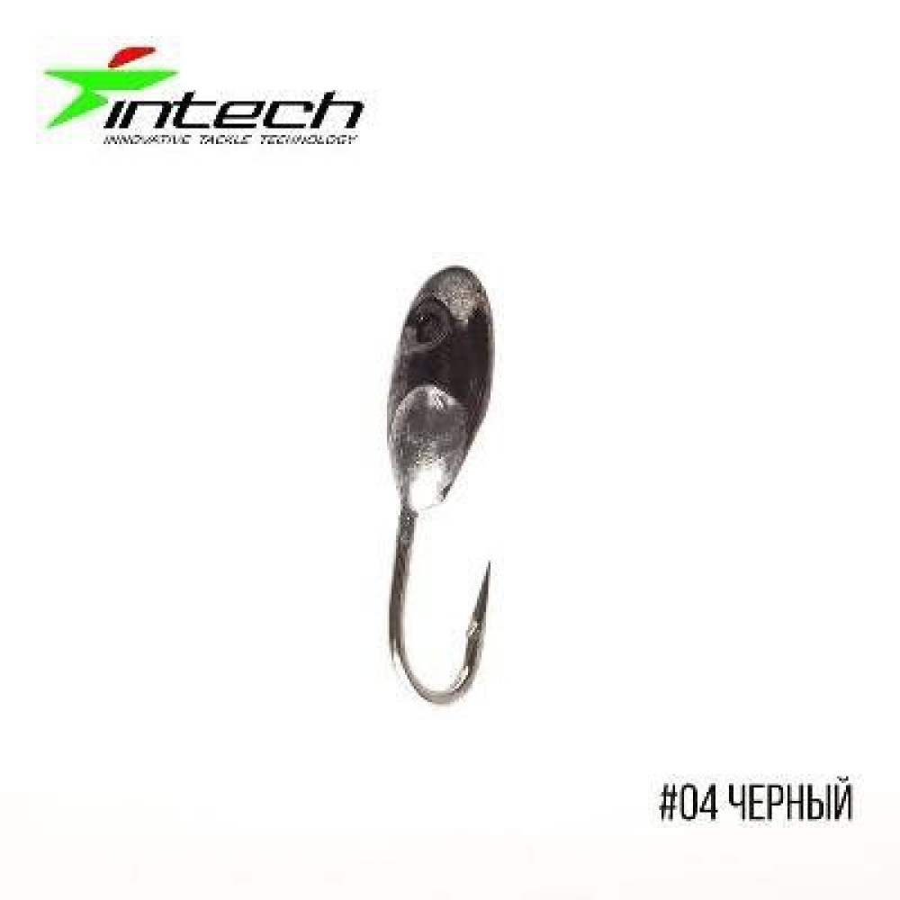 Мормишка Intech Ice Jig Вівсинка з отвором (кембрик+бісер)ø3,0 (#04 чорний)