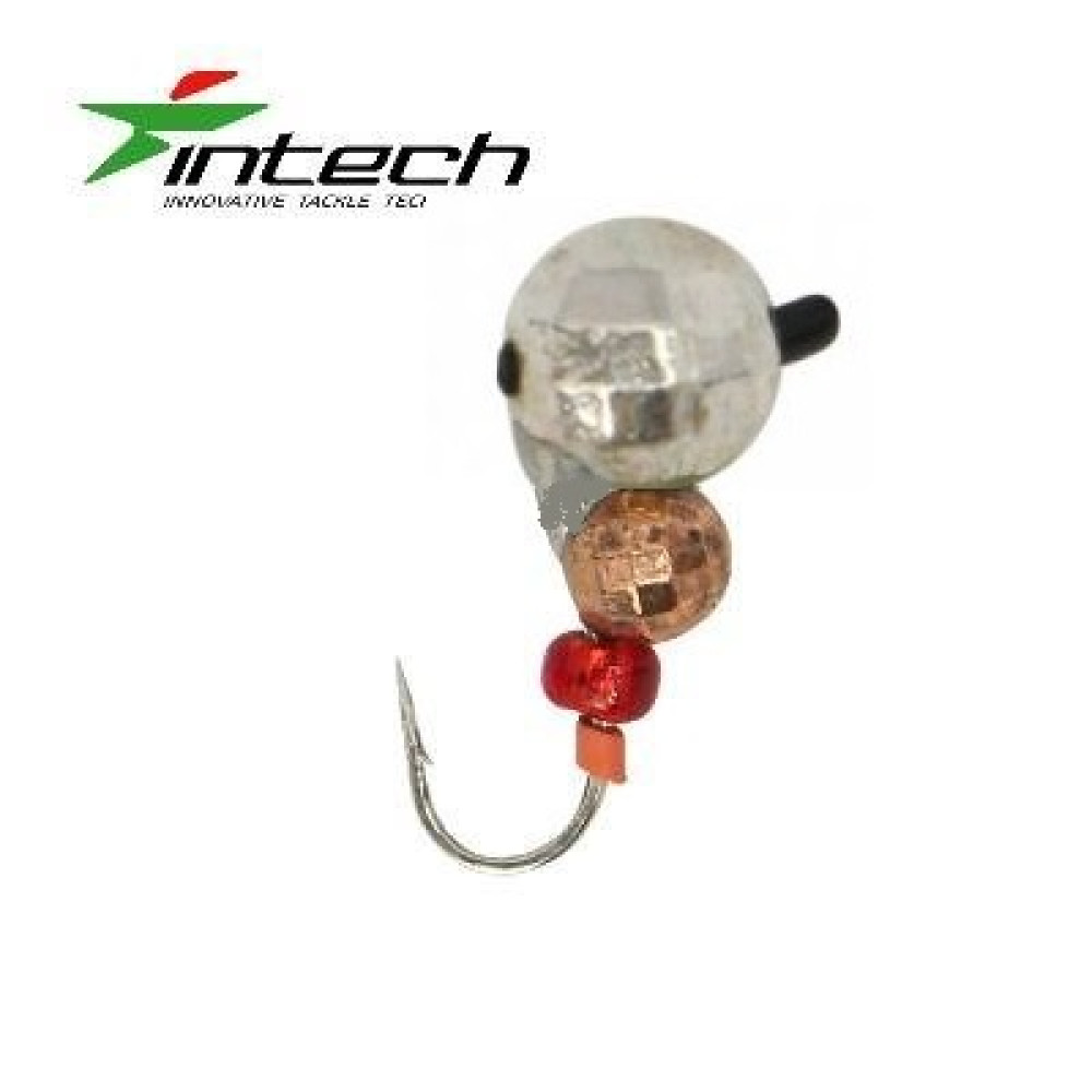 Мормишка Intech Ice Jig Мураха гранована кулька з отвором (кембрик) ø4.0*3,0 (#20 мідь+срібло)