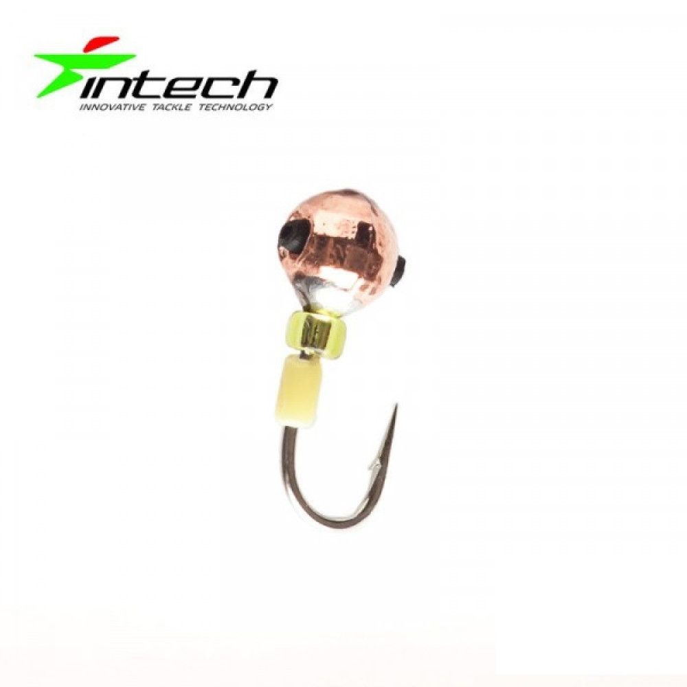 Мормишка Intech Ice Jig Кулька грань із отвором (кембрик+бисер) ø4.0 (#03 мідь)