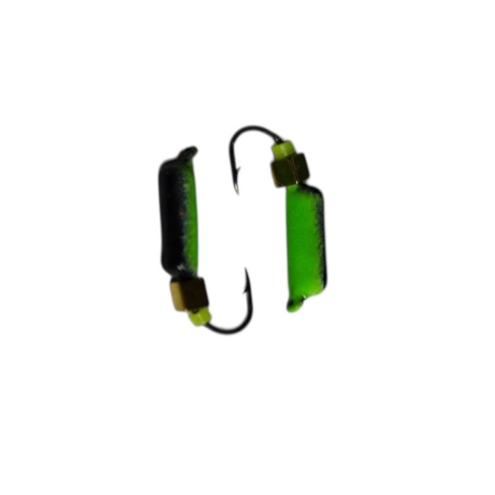 Мормишка вольфрамова Стовпчик з золотим кубиком (чорно-зелений) 0,8гр