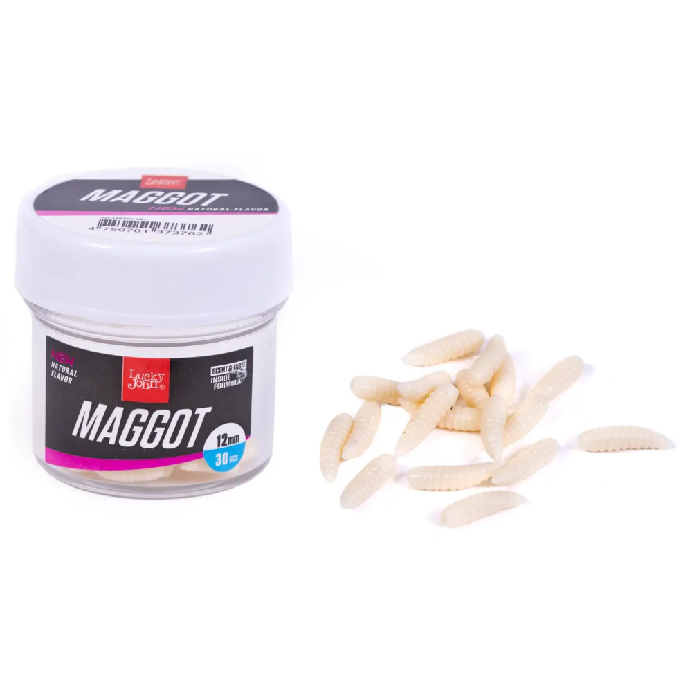 Опариш силіконовий білий Lucky John Maggot 12mm*30 140202-001