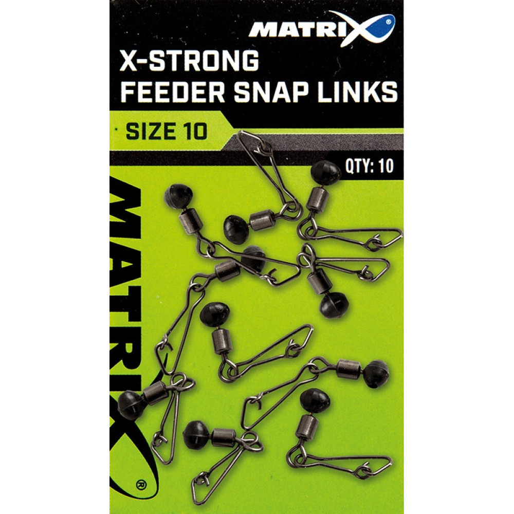 Вертлюжок із застібкою та буфером Matrix X-Strong Feeder Snap Links Size 10