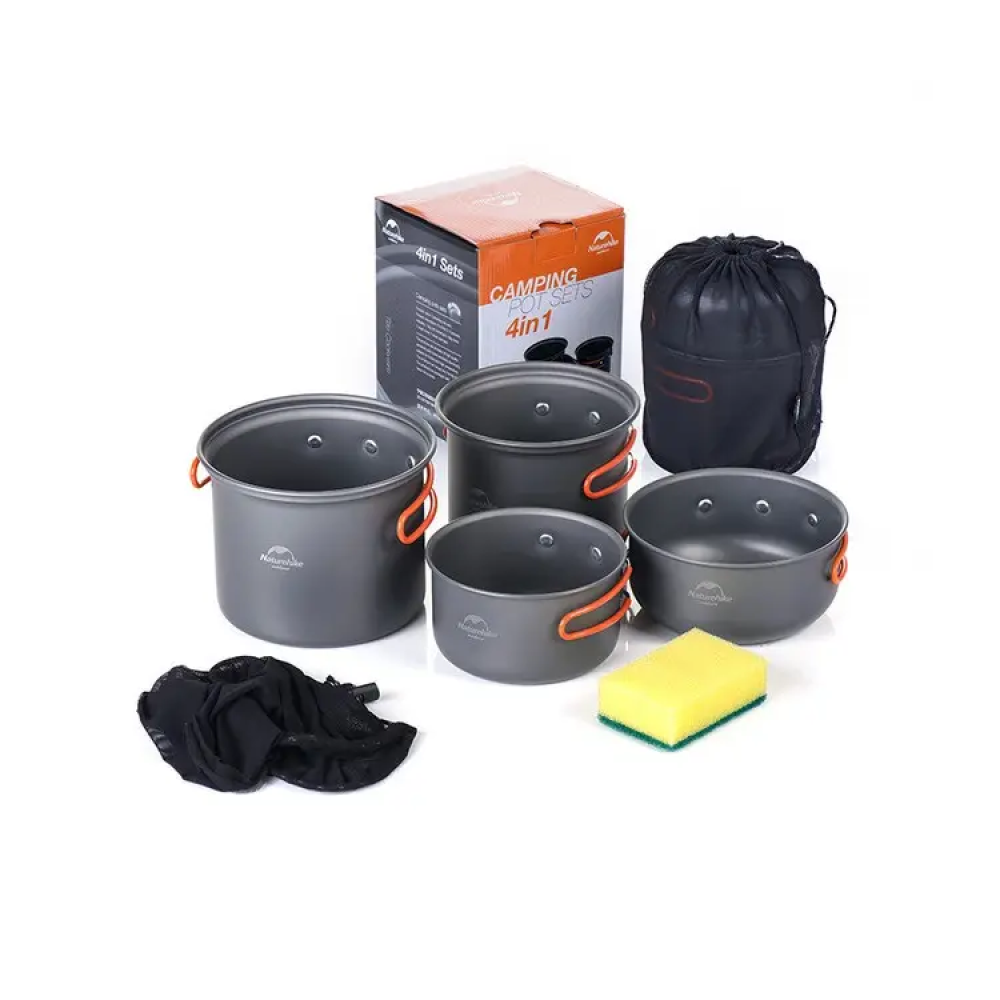 Набір посуду для кемпінгу 4 од. Naturehike NH15T401-G, алюміній