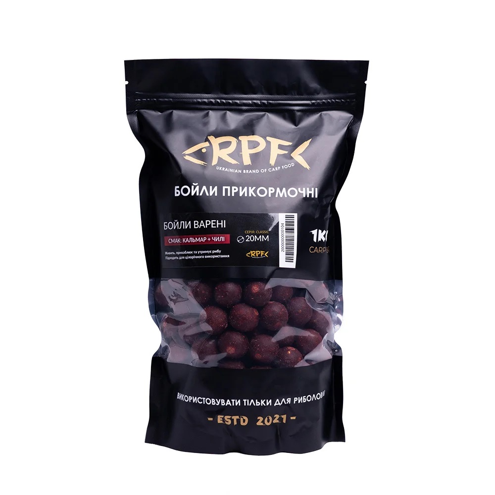 Бойли RPF прикормочні варені Кальмар-чілі 20мм 1 кг