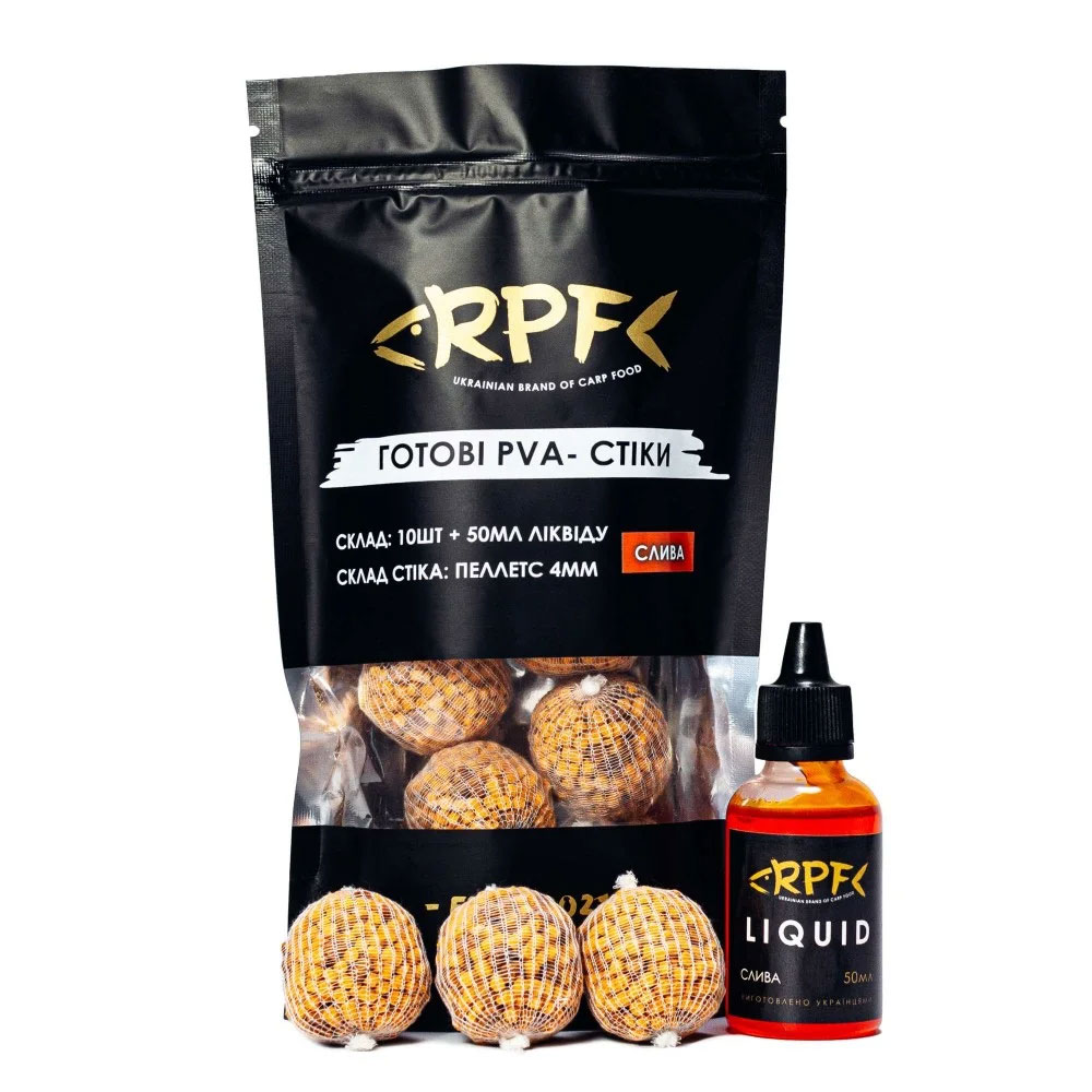 Готові ПВА стіки RPF Слива (10стіків+50мл ліквіду)