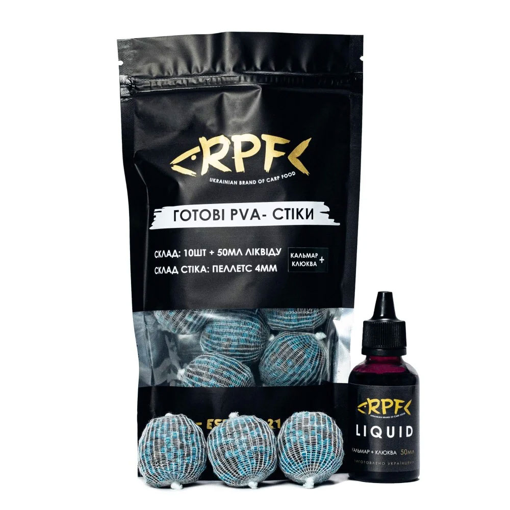 Готові ПВА стіки RPF Кальмар-журавлина (10стіків+50мл ліквіду)