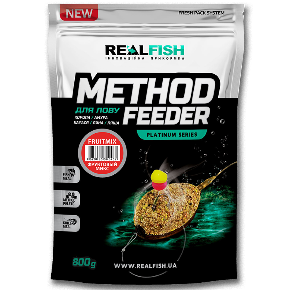 Прикормка Real Fish Метод Фідер Фруктовий мікс 0,8кг