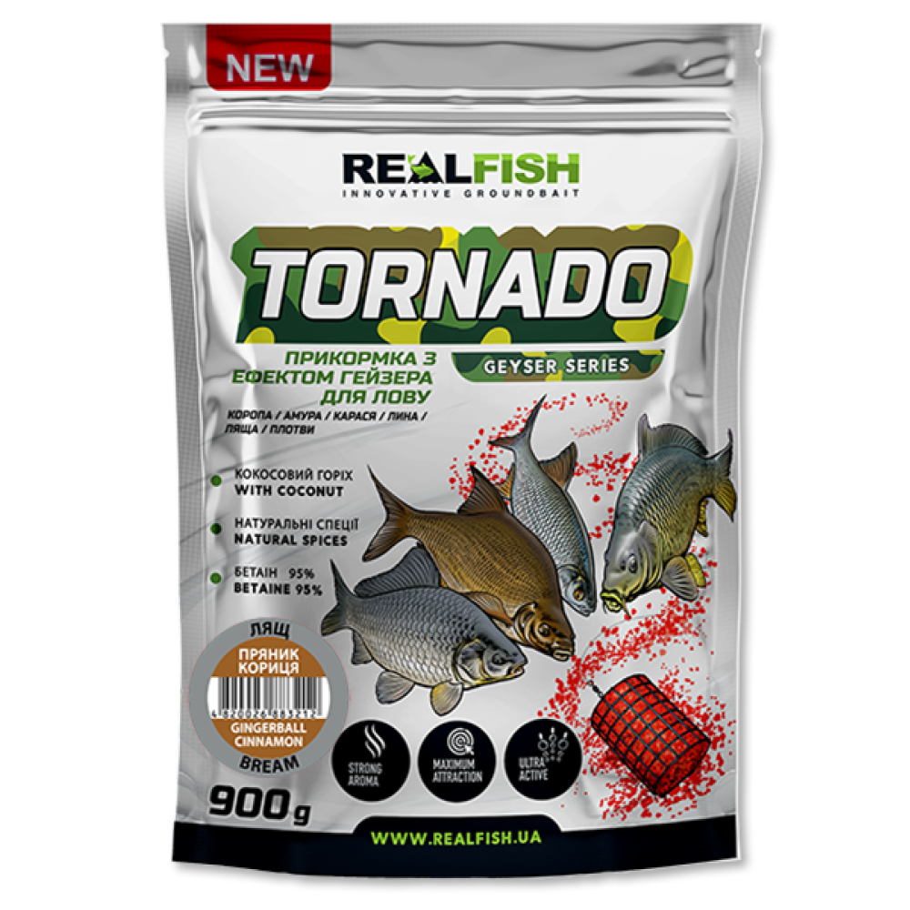 Прикормка Real Fish Торнадо Лящ Пряник-кориця 900гр