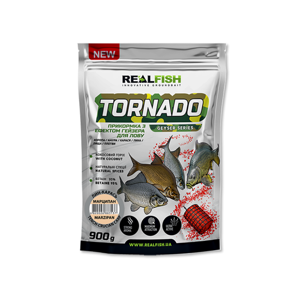 Прикормка Real Fish Торнадо Лин-карась Марципан 900гр