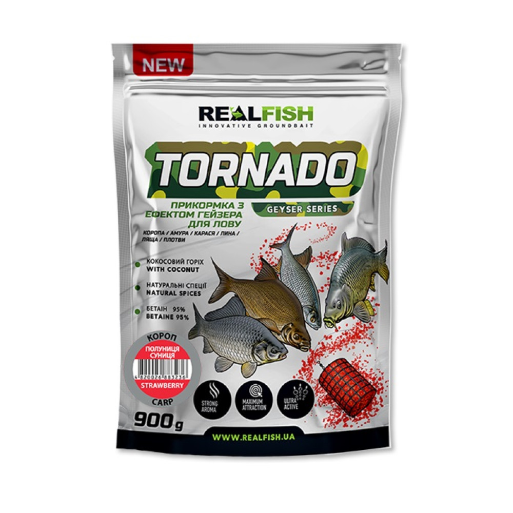 Прикормка Real Fish Торнадо Короп Полуниця-суниця 900гр