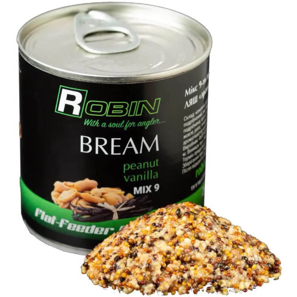 MIX-9 зерен ROBIN Лящ Арахіс-Ваніль 200 ml. ж/б
