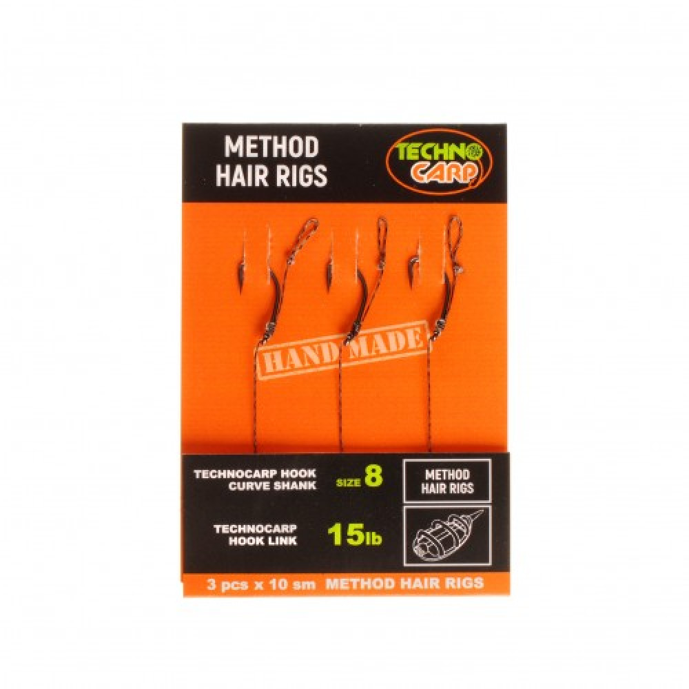 Гачки з повідцем Technocarp Method 15Lb. Curve Shank Hook №8. 1уп. - 3шт.