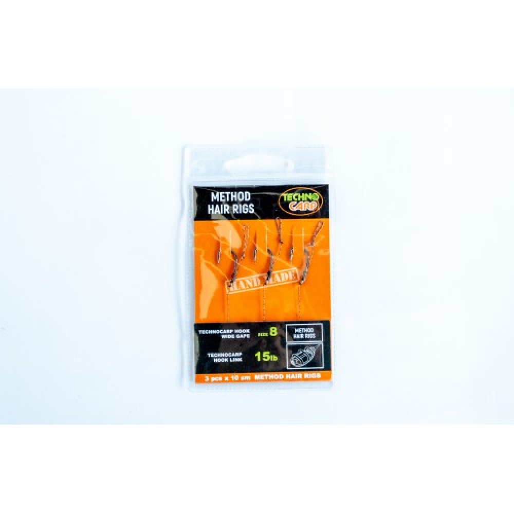 Гачки з повідцем Technocarp Method 15Lb. Wide Gape Hook №8. 1уп. - 3шт.