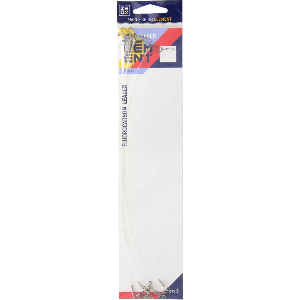 Повідець ZEOX флюорокарбон 20см 0.50мм 12кг(5шт)