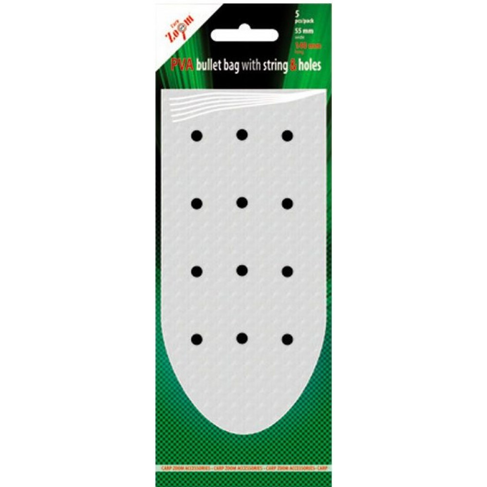 ПВА Пакети Carp Zoom PVA Bullet Bag w. String&Holes 65x190mm 5pcs