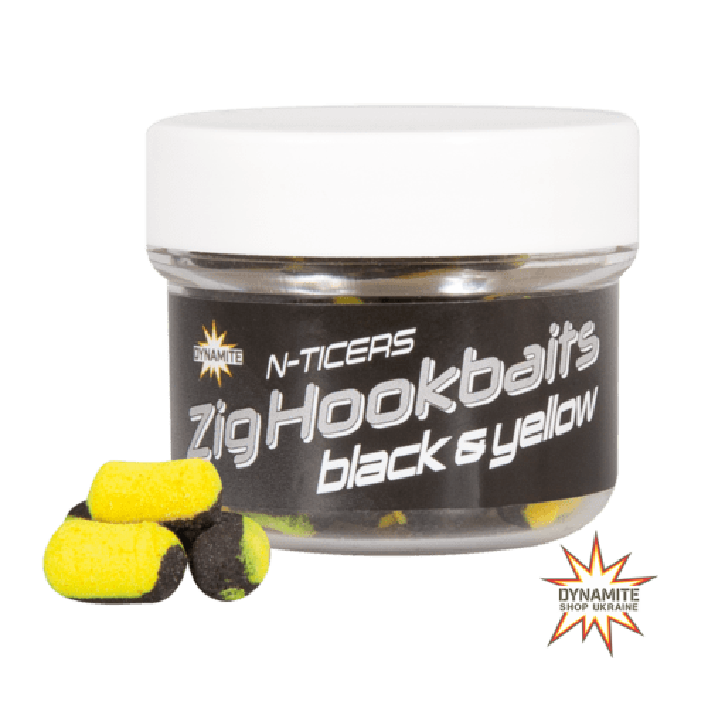 Пелетс Dynamite Baits N-Ticers Zig Hookbaits Black & Yellow, DY1876