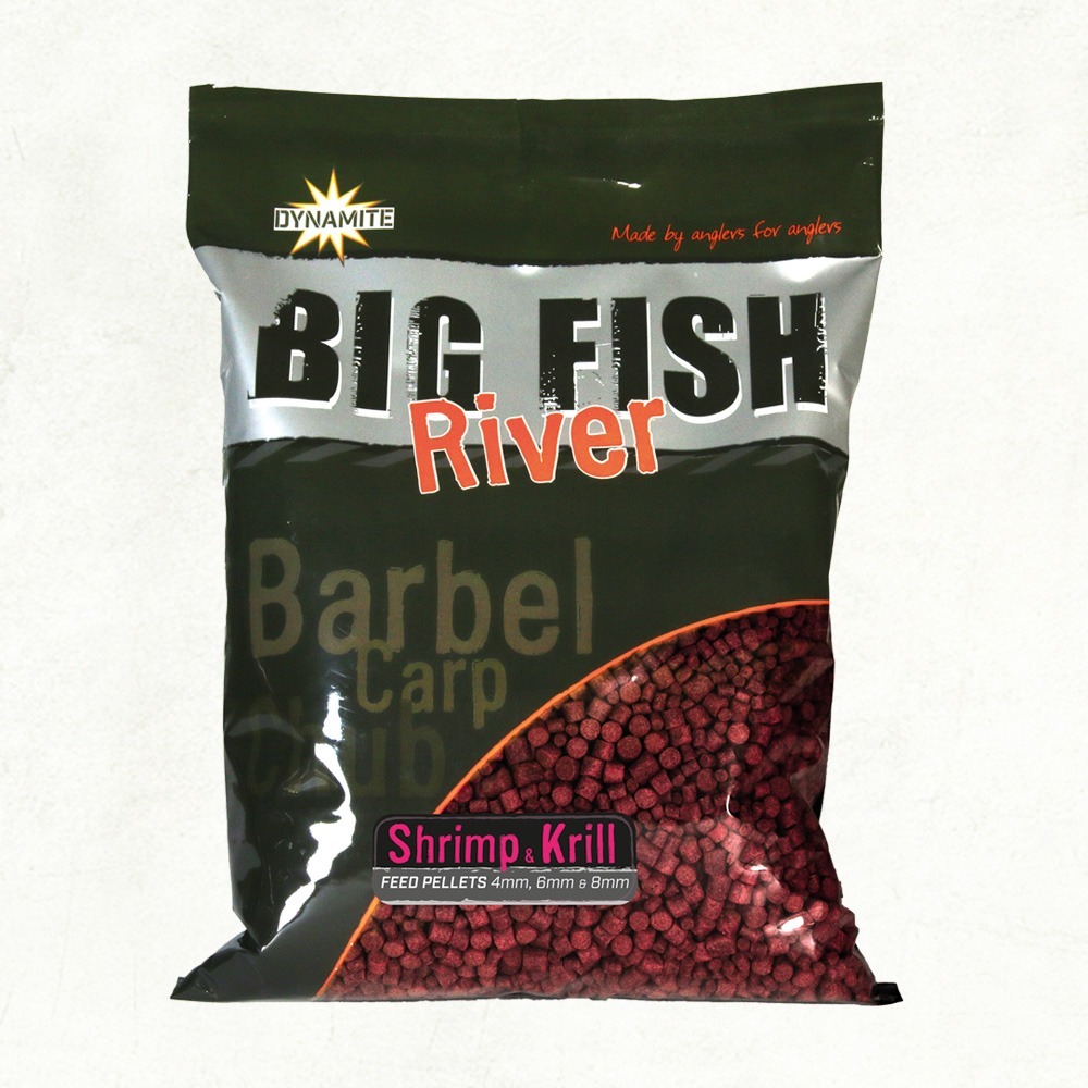 Пелетс Dynamite Baits Big Fish River Pellets - Shrimp & Krill 4, 6, 8mm, 1.8kg, DY1366