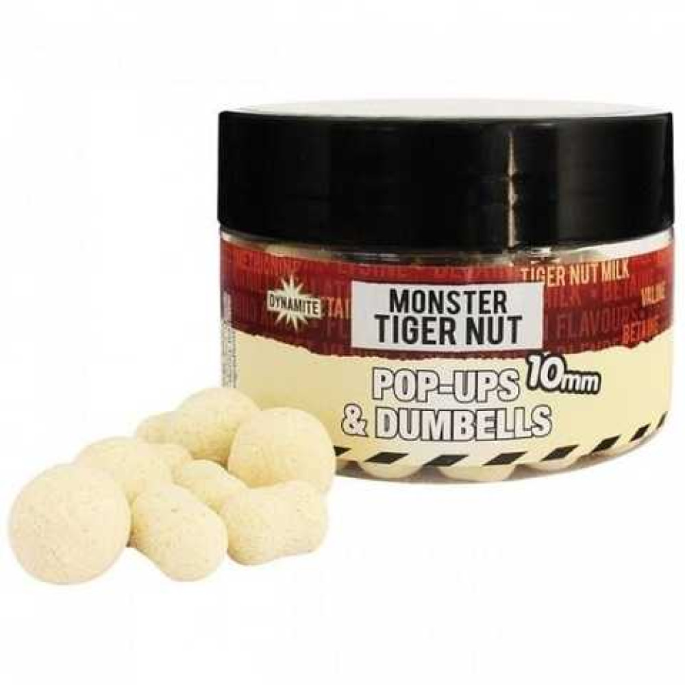 Бойли Dynamite Baits White Fluo Pop-Ups & Dumbells 10mm Monster Tigernut, DY326