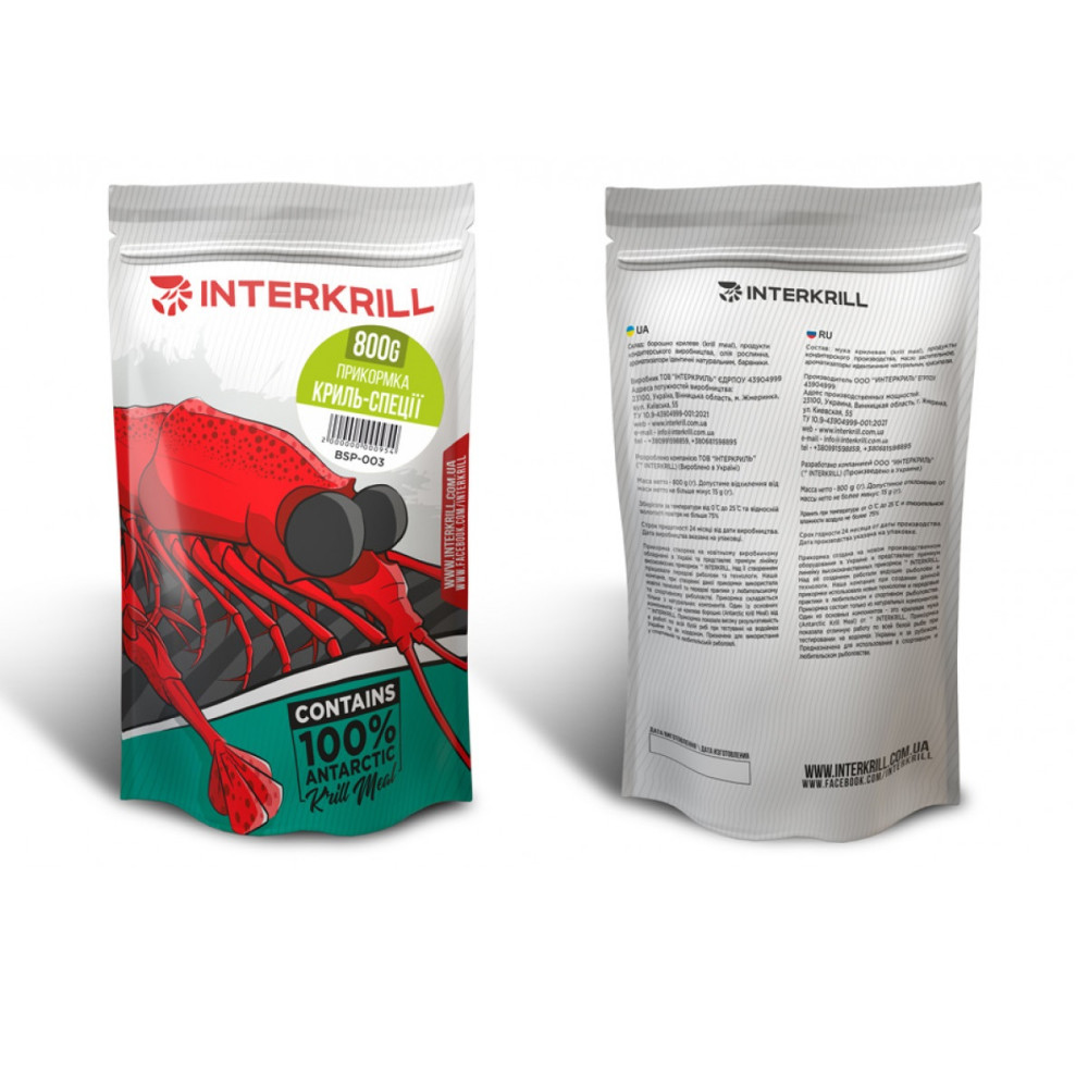 Прикормка Interkrill Флет Метод Мікс Криль-Спеції, 800 гр