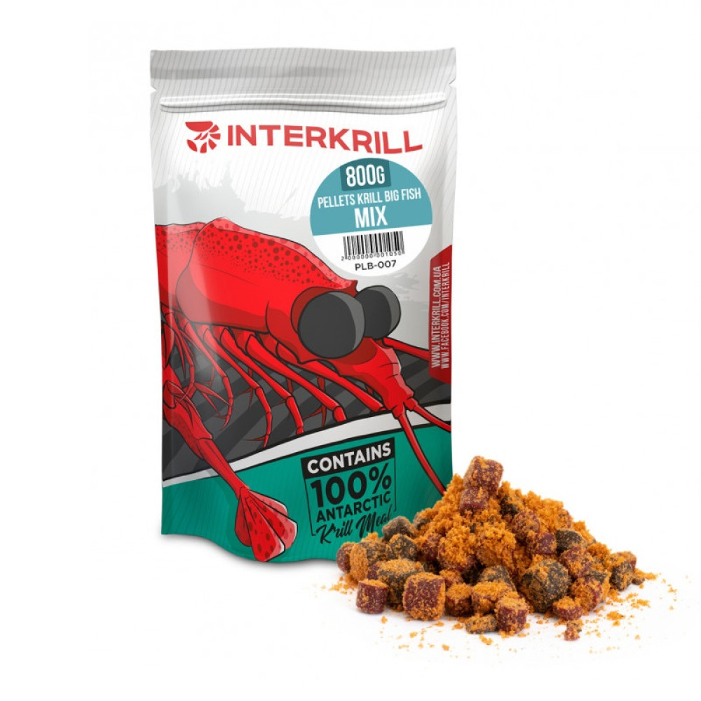 Пелетс Interkrill Big Fish (8mm & 10mm) 100% Криль, 800гр