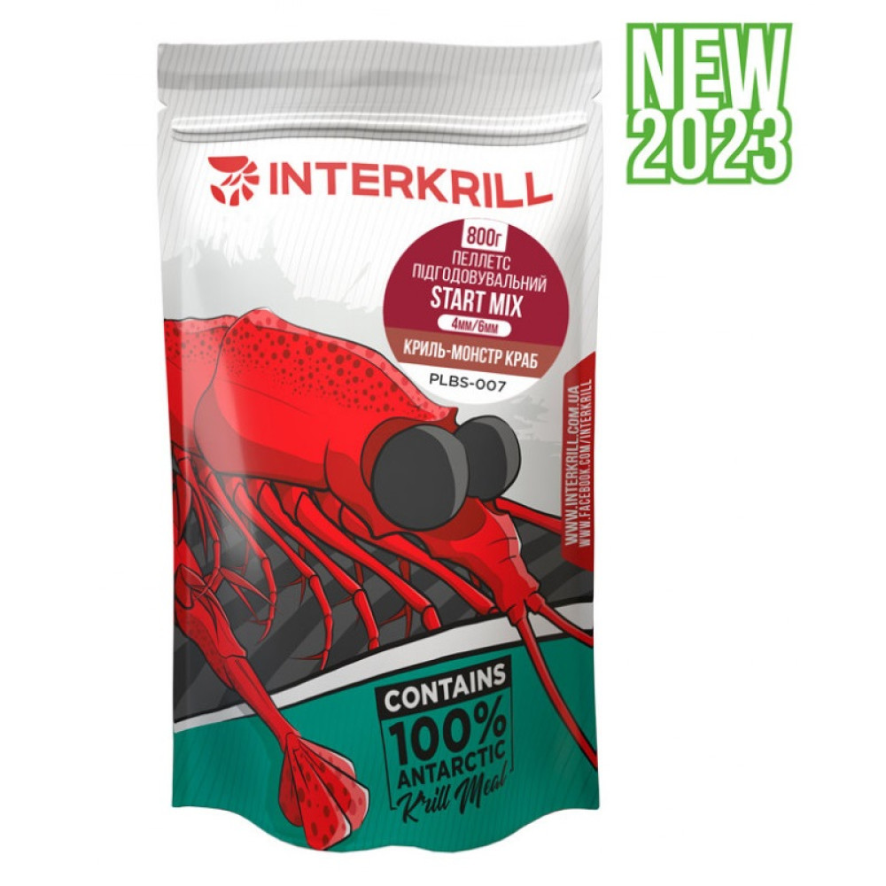 Пелетс Interkrill Start Mix (4mm & 6mm) Криль-Монстр Краб, 800гр