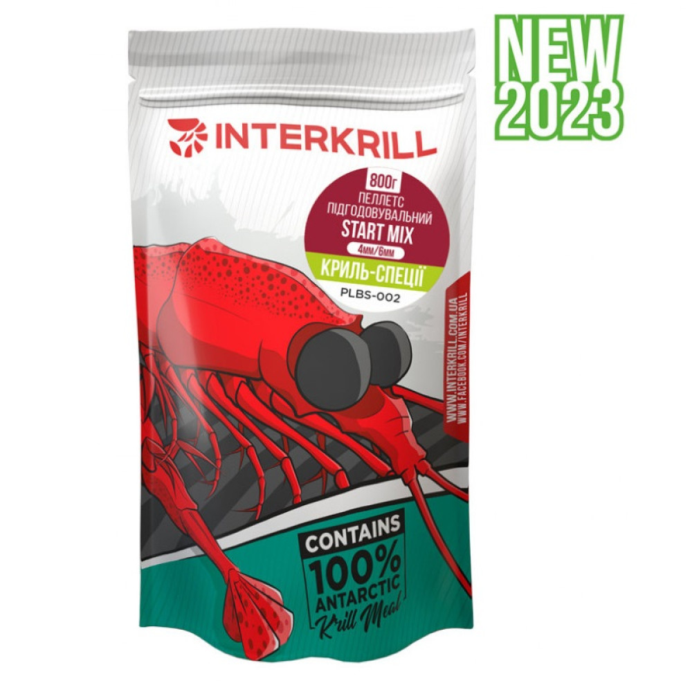 Пелетс Interkrill Start Mix (4mm & 6mm) Криль-Спеції, 800гр Interkrill