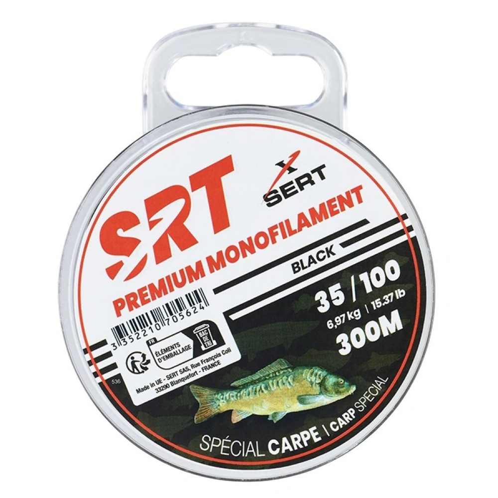 Волосінь SERT NYLON SRT SPECIAL CARPE 35/100 300M BLACK 6.97KG/15.37LB