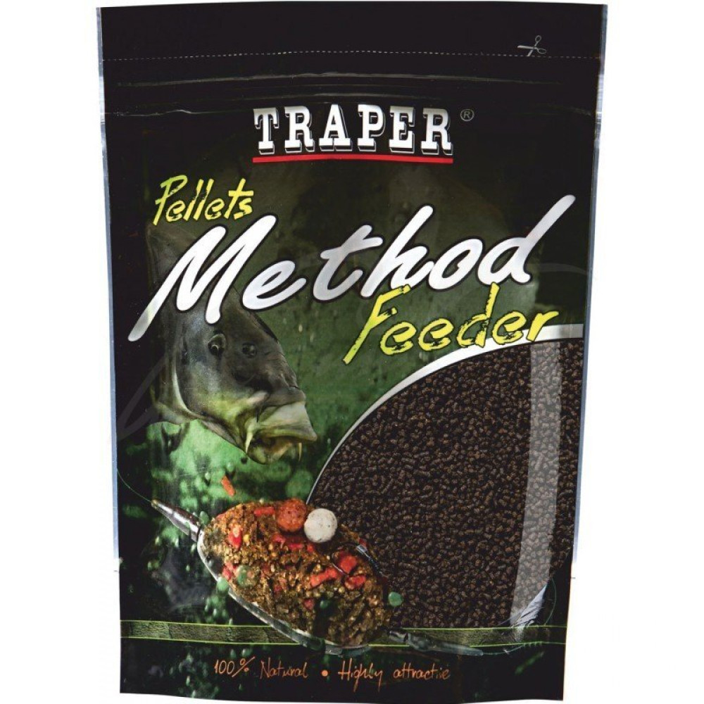 Пелетс Traper Metod Feeder Pellet Halibut Black, 2mm, 500 гр